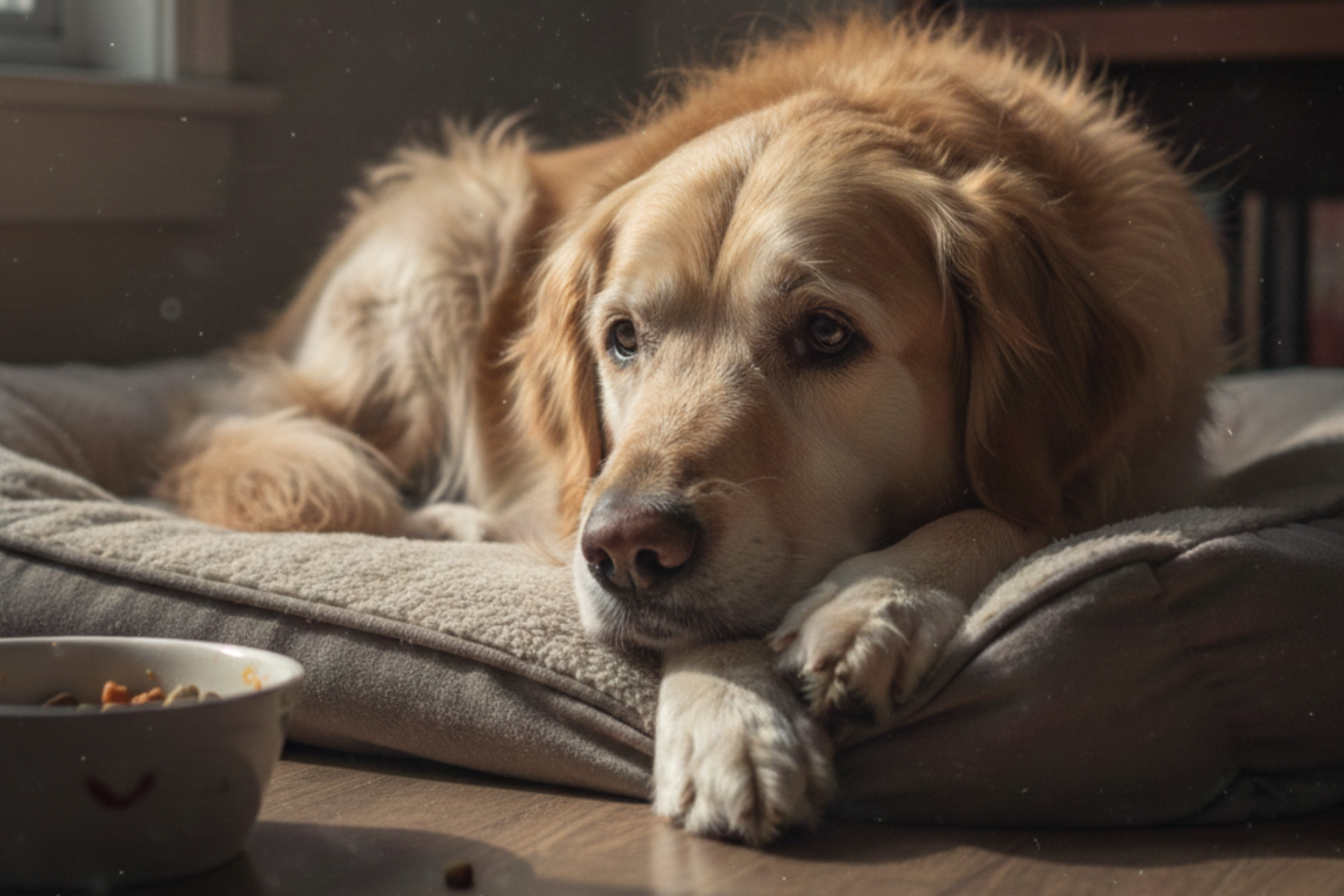 ごはんを残す犬