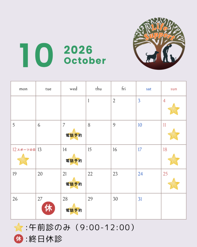 池田市・箕面市・川西市の動物病院|予約について 10月休診のお知らせ